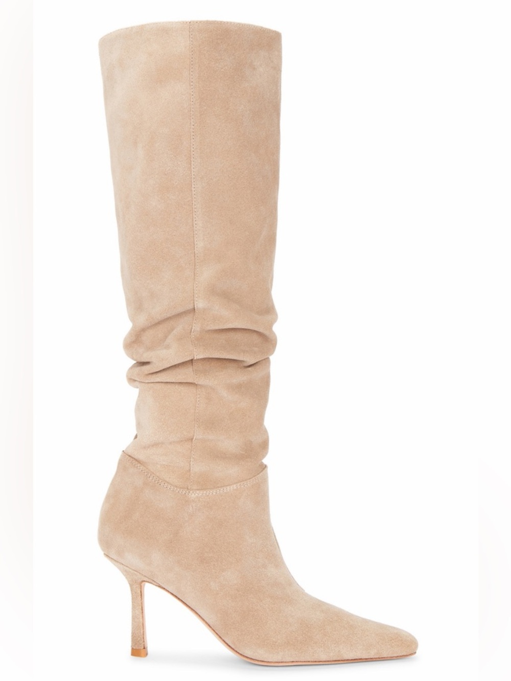 Raye Revolve Dani Taupe Beige Suede Leather Pointed Toe Heeled Tall Boots Size 8